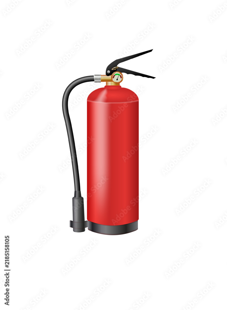 Obraz premium Foam Fire Extinguisher Realistic Emergency Safety Equipment. Safety equipment vector set with fire extinguisher and emergency tools.