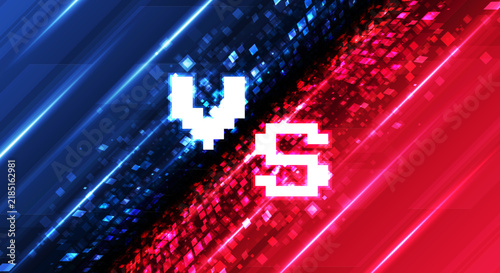 фотографія Versus battle background with blue and red neon effects