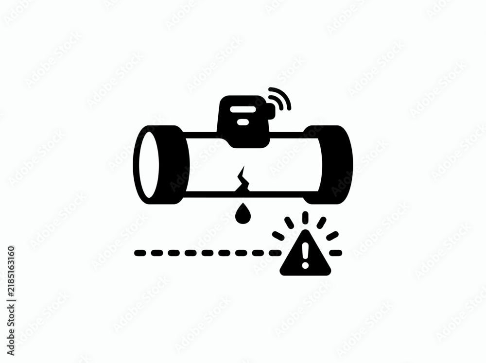 Naklejka premium Smart water leak detection sensor icon for plumbing system monitoring and alert notification