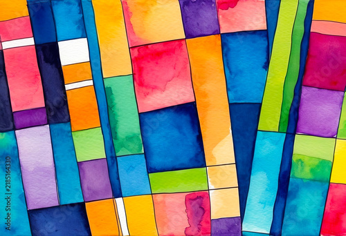 Background with bright colorful stripes, squares and rectangles, abstract pattern