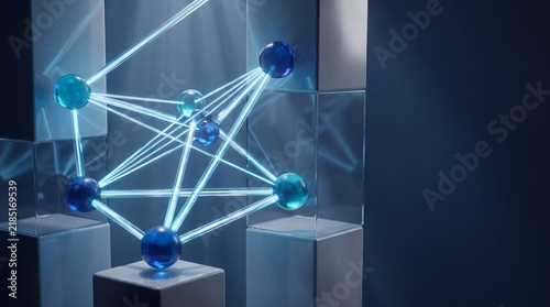 Autonomous AI Agent Network Architecture with Glowing Digital Nodes and Copy Space