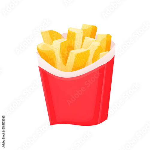 Crispy Potato Chips in Carton Fast Food Snack Graphic