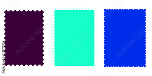 Colorful Abstract Rectangle Frames with Scalloped and Stitched Edges
