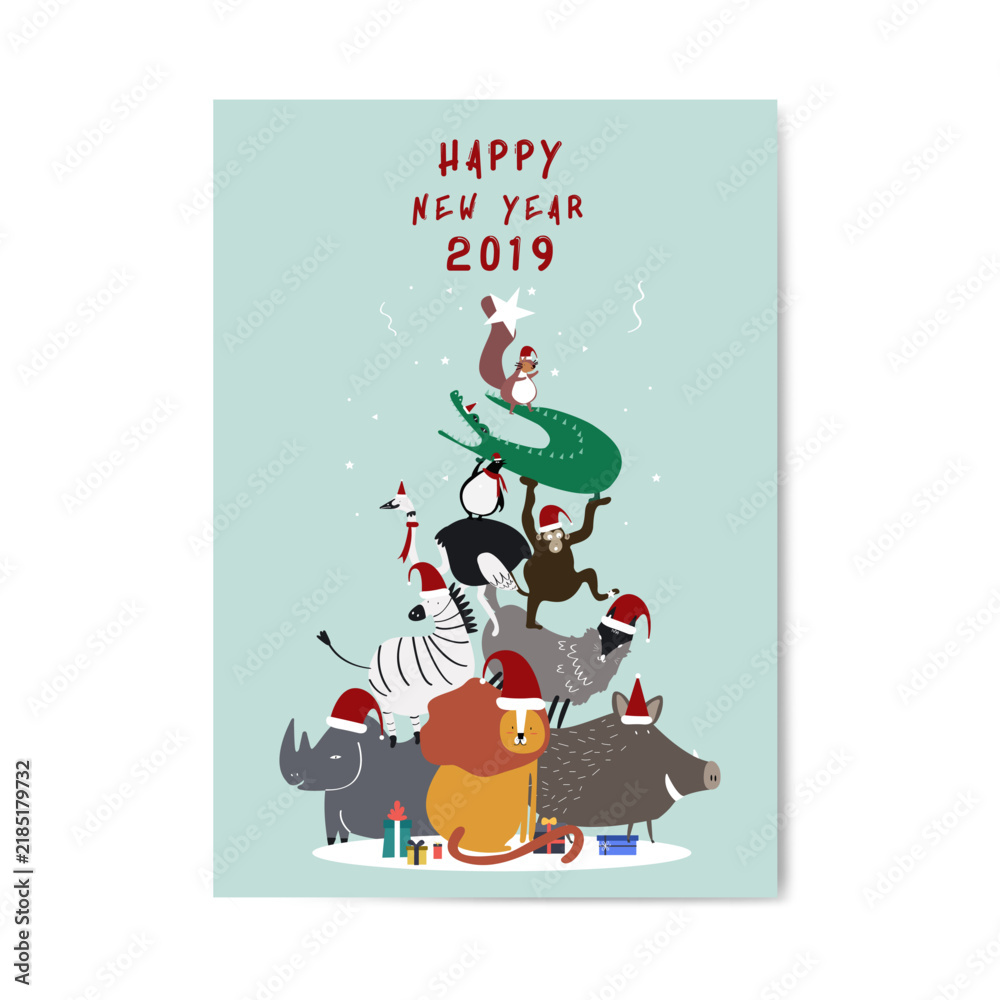 Fototapeta premium Happy new year 2019 postcard vector