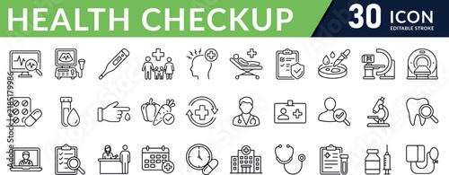 Fotografie Health checkup Web Icon Set in Linear Style