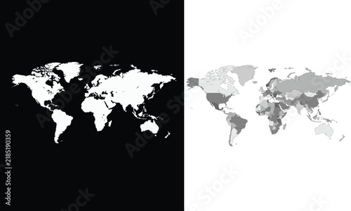 Detailed world map with continents and countries isolated on transparent background. Useful for global business, geopolitical reporting, and international logistics infographics.