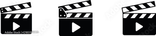 Movie clapperboard icon set cinema film vector illustration