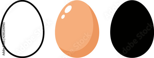 Fresh chicken egg vector icon set isolated on white