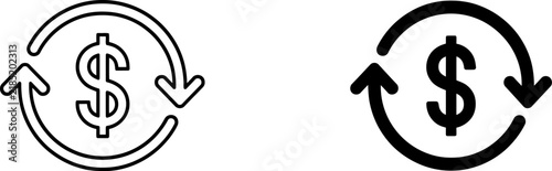 Money exchange vector icon set dollar transfer symbol