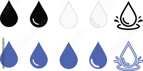 Blue Water Drop Solid Icon and Minimal Symbol