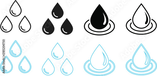 Blue Water Drop Outline Seamless Pattern