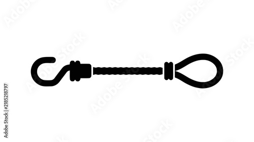 Vector illustration of bungee cord with hook and loop end on a transparent background