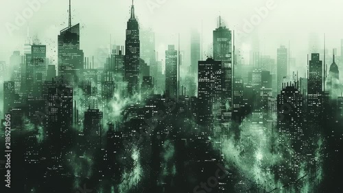 grunge city skyline