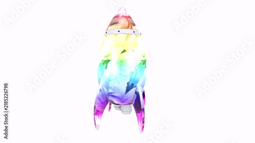 Colorful rocket spinning in loop