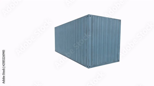 Blue shipping container rotating in loop