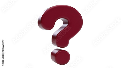 Photography Glossy dark red question mark symbol, isolated on transparent background