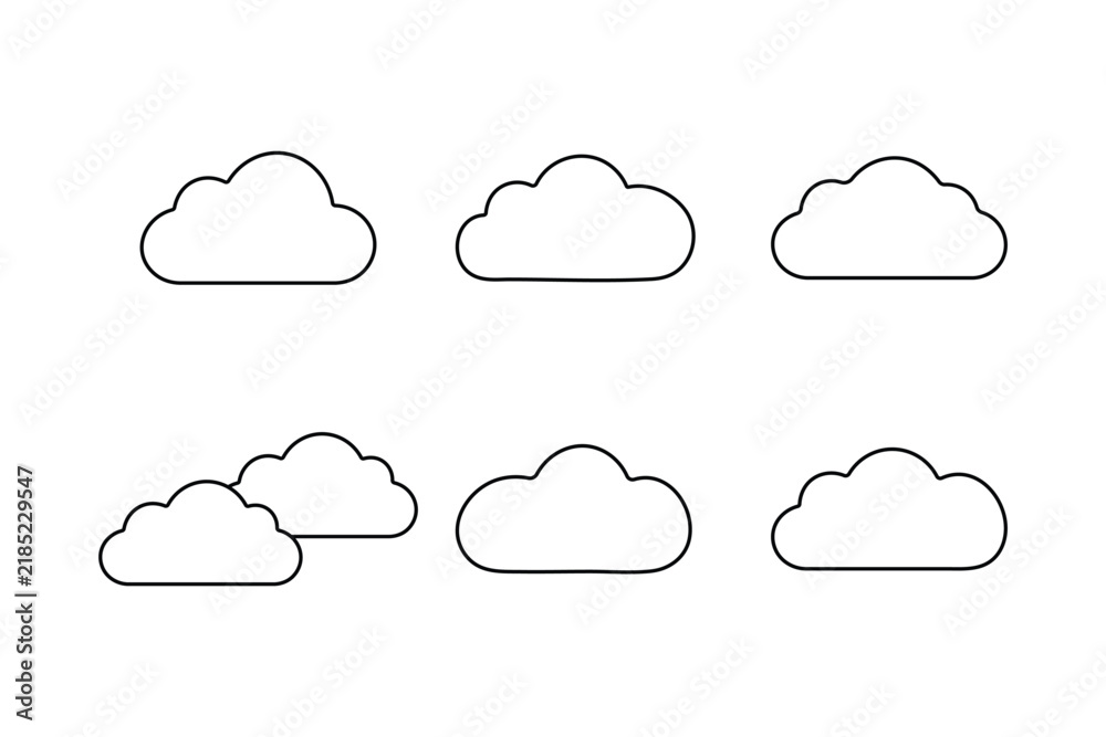 Fototapeta premium Cloud line icon set with editable stroke for web and mobile app interface.