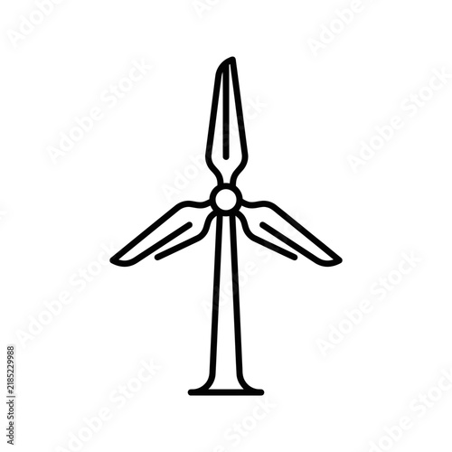 Wind Turbine Line Icon - Renewable Green Energy Source for Sustainable Power Generation - Eco-friendly Electricity Symbol