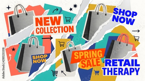 Collage Style Mixed Media Retail Graphics 2D