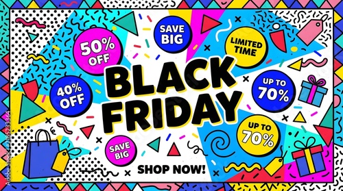 Memphis-Style Geometric Black Friday Graphic 2D