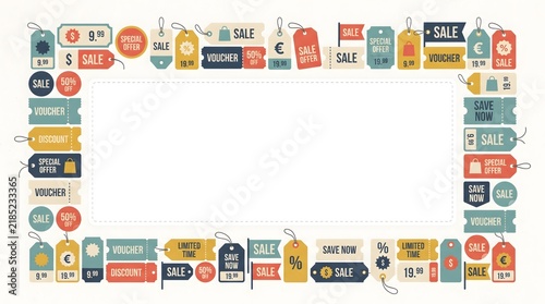 Minimalist Border Frame Built from Price Tags 2D

