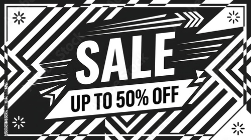 Monochromatic Black & White Geometric Sale Graphic 2D