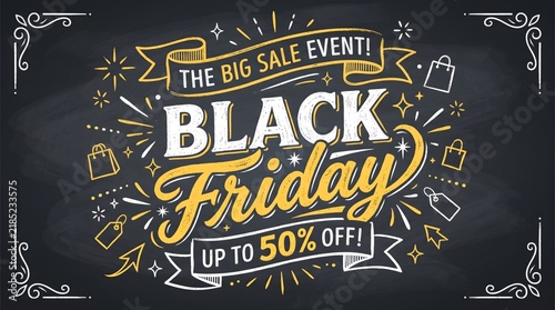 Chalkboard Style Hand-Drawn Black Friday Graphic 2D