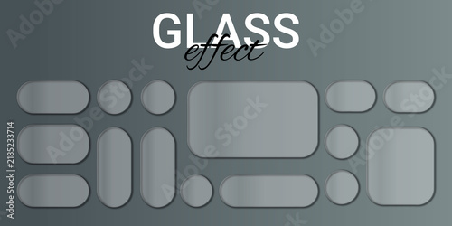 
set of liquid glass morphism white elements in various shapes. Transparent glass panel, light frame, smartphone and web application banner with blur effect 