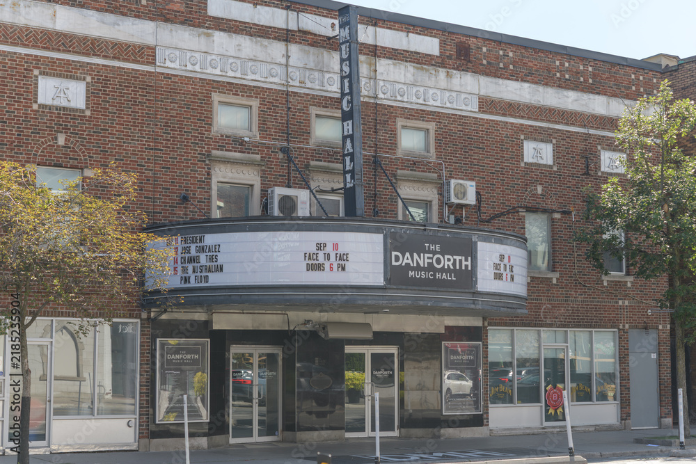 Fototapeta premium exterior building facade and signage of Danforth Music Hall, a live music venue, located at 147 Danforth Av, Toronto