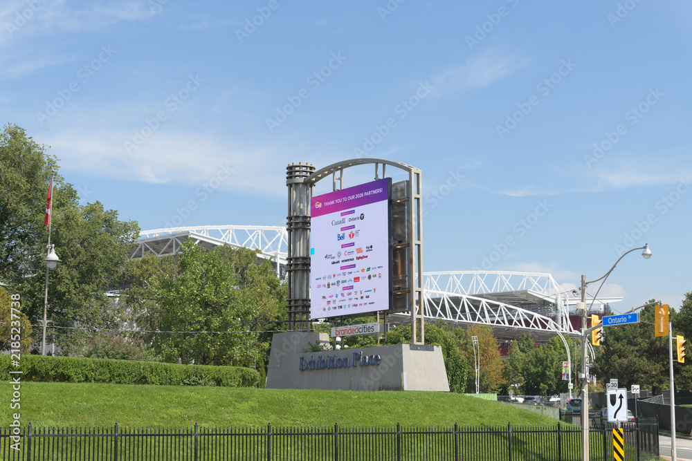Obraz premium digital sign with list of sponsors on display during the Canadian National Exhibition, Exhibition Place, Toronto
