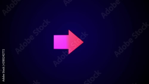 Glowing Pink Right Arrow Motion Graphic on Dark Background.4k video