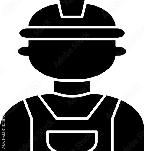 The construction worker icon features a front-facing avatar portrait of a construction worker wearing a hard hat and work overalls