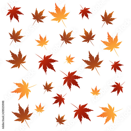 Autumn Maple Leaf Collection in Red Orange and Brown Isolated on White Background. Resizable and editable, EPS 10.