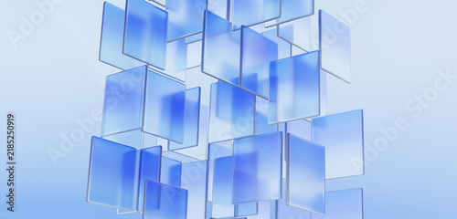abstract background square refraction blue gradient glass texture tech hologram semitransparent design crystal glossy motion dynamic bright clean cover platform digital. 3d render