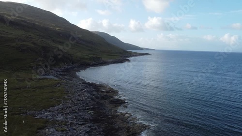 Peaceful Drone Flight Along Camasunary Bay Coast with Bothy and Mountains, Isle of Skye
