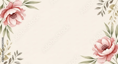 A delicate watercolor botanical digital paper featuring elegant floral patterns in soft basic nude beige tones for a subtle background, petal, soft, design
