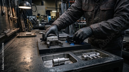 Technician prepares robotic end effectors for changeover