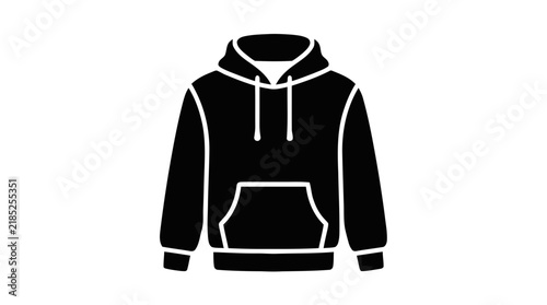 Vector illustration of black hoodie sweatshirt icon on a transparent background