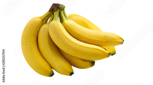Obraz na plátně Isolated bunch of fresh ripe yellow bananas a healthy and delicious tropical fru