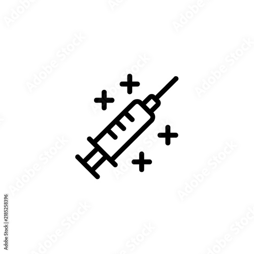 Medical injection syringe line icon