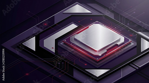 Obraz na płótnie CPU Microchip Processor on Dark Motherboard Socket