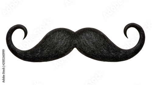 Isolated dark hair curly fake mustache, classic style for retro disguise or Movember fun