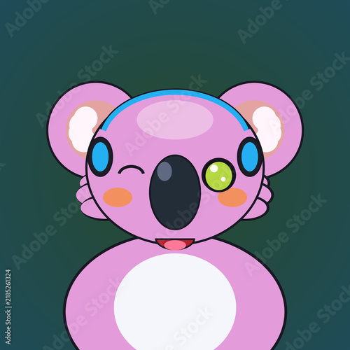 Photography Cute Pink Koala Bear Character Design Featuring A Playful Winking Expression And
