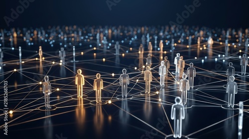 Interconnected human figures illustrating a professional social network and business relationship concept.