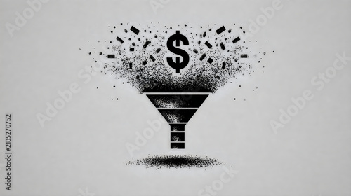 Black dollar funnel finance concept images