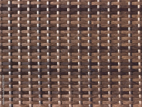 Obraz na płótnie Brown Wicker Texture Background, Synthetic Rattan Weave Pattern Close-Up