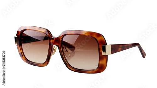 Fotografie Isolated brown tortoiseshell oversized square sunglasses with gradient lenses, a stylish fashion accessory