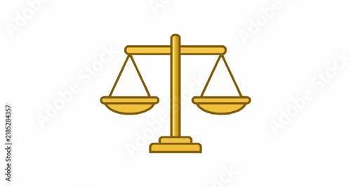 Canvas Print Minimal golden balance scale justice symbol isolated on white vector illustratio