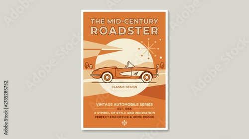 Vintage Mid-Century Roadster Automobile Series Poster Art Design Style