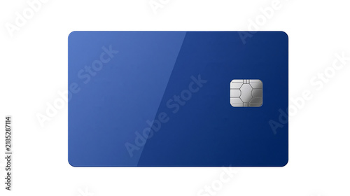 Foto Isolated blue credit card with EMV chip, modern payment technology, digital bank